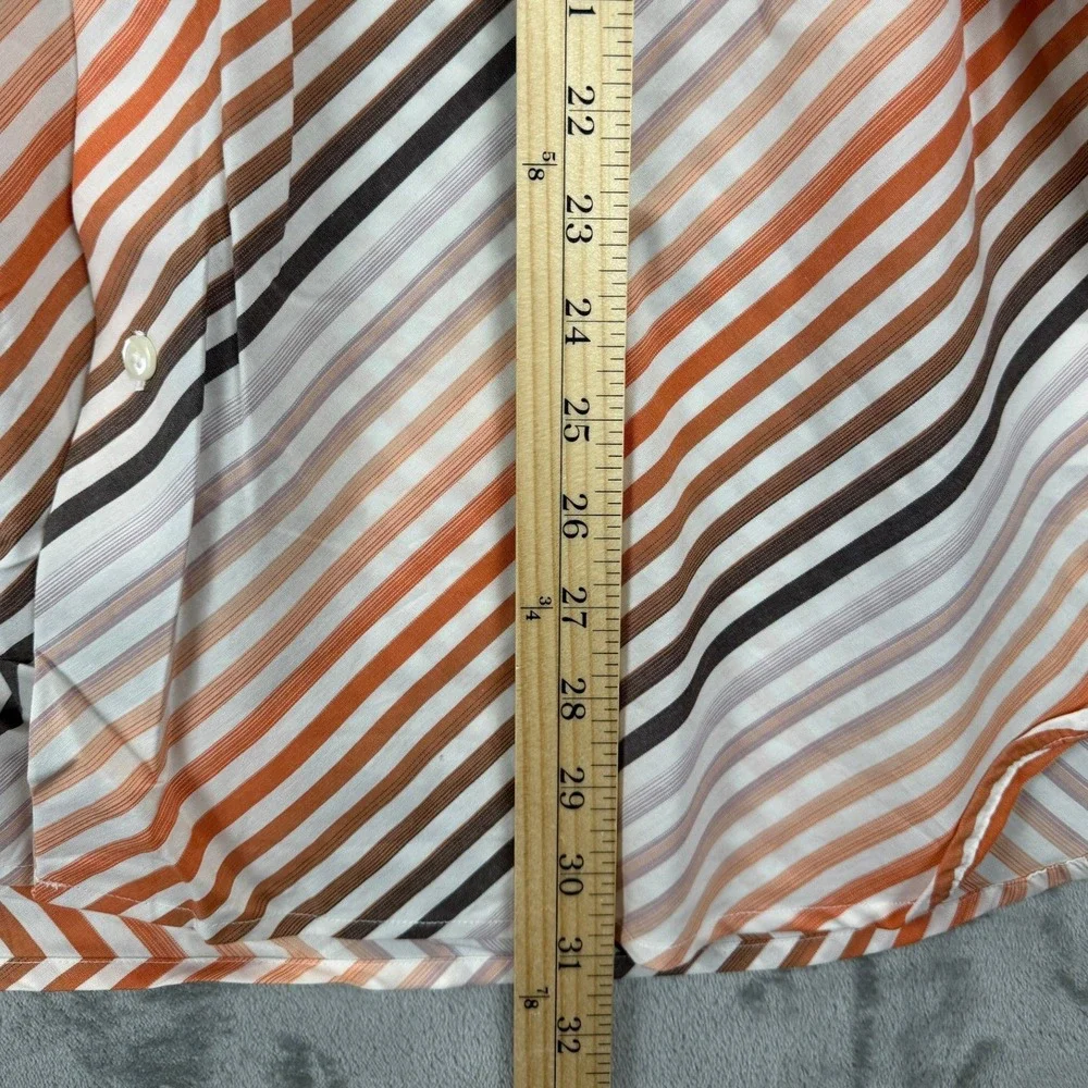 Perry Ellis Mens Melon Orange Diagonal Stripe Button Down Shirt Large NWT - Picture 5 of 8